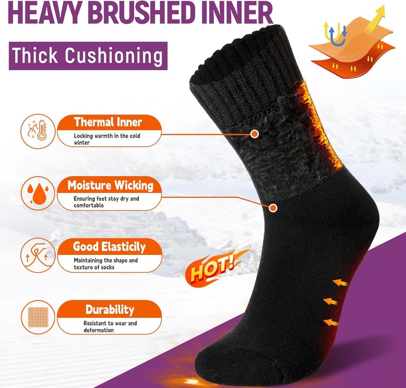 AMENLAN Store Women Heated Socks Ski Winter Thermal Hiking Snowboarding Thick Boot Insulated Socks 3 Pairs - Image 2